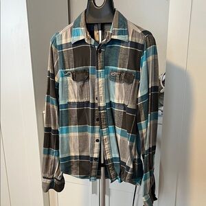 Hollister Blue and Black Checkered Shirt